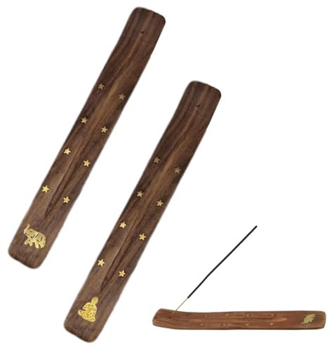 XURJUMI 2 Piezas Porta Incienso Madera Quemador Incienso, Soporte de Varillas de Incienso de Madera para Yoga, Meditación, Oficina, Hogar, 25.5 * 3.5cm con un Agujero de 3 mm
