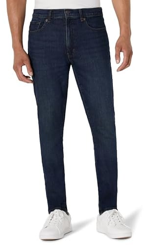 Amazon Essentials Jean Coupe Skinny à Élasticité Moyenne Homme, Teinté Foncé Délavé, 34W / 28L