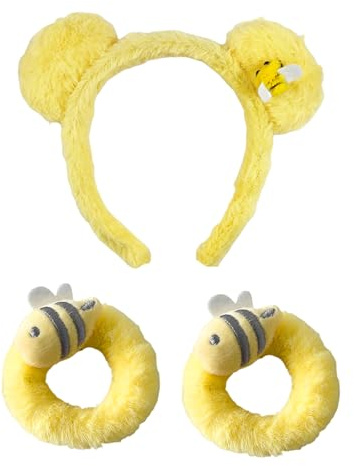 HDGSAFD 1 Stück Bienenstirnband Und 2 Stücke Haarringe, Süße Cartoon -Haarzubehör, Plüschhaarzubehör, Lustige Haarzubehör, Kleidungszubehör.
