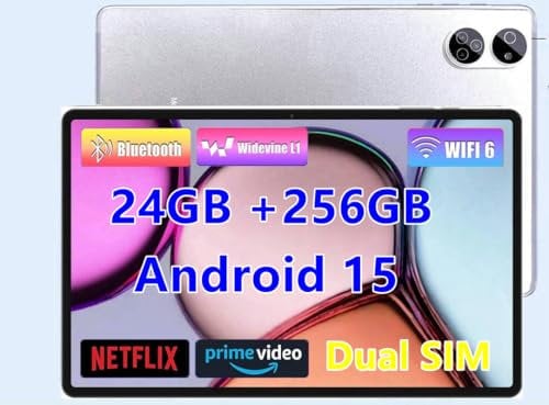 TANYIMING Android Tablet 10.1 inch, 4G LTE Dual SIM, 24GB RAM 256GB Storage,Supports extend 1TB, IPS Touchscreen,Dual Camera, WiFi/WLAN/Bluetooth/GPS,TYD-109pro Silver