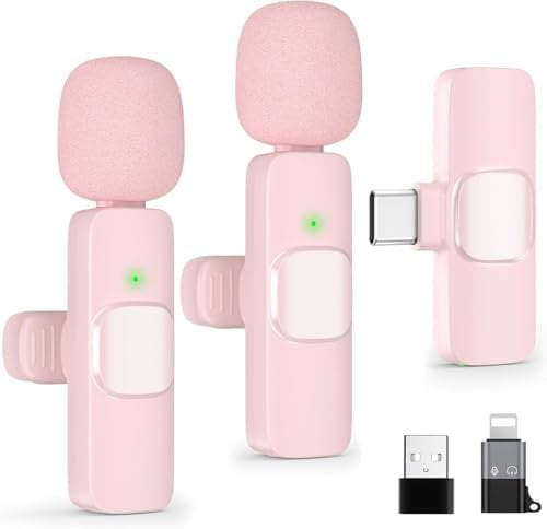 KUKIHO Wireless-Lavalier-Mikrofon für Phone, Pad und Android-Smartphones, 2er-Pack Ansteckmikrofon Plug-and-Play-Funkmikrofon