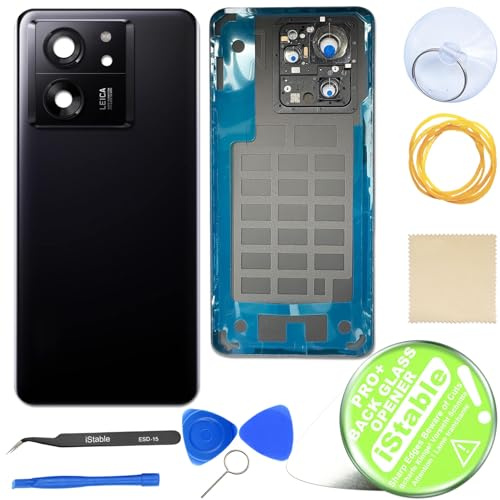 iStable Akkudeckel Set für Xiaomi 13T Pro Rückseite Glas mit Kamera Linse Deckel Backcover Schwarz