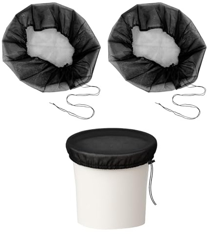 2 Pcs Filet pour Citerne de Pluie, 95cm Housse pour Tonneau de Pluie avec Cordon de Serrage, Filet de Protection pour Tonneau Réglable, Protection Contre Les Moustiques et Les Feuilles