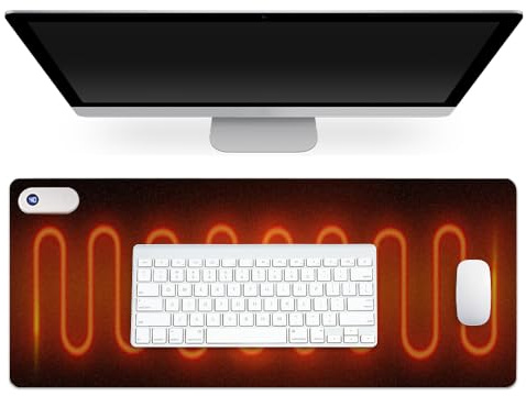 Afenau Beheizte Schreibtischunterlage, 80x33 cm Beheiztes Mauspad mit 3 Heizstufen und 3 Stunden Automatischer Abschaltung, Wasserdichter Mouse Heating Pad Desktop, Beheizbares Mauspad (Schwarz)