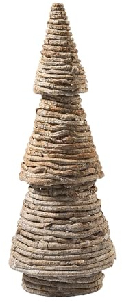 Deko Tanne aus Rattan – Elegante Weihnachtsdekoration & Ganzjahres-Akzent – Weiß gewaschen – Für Innen & Geschützten Außenbereich (Tanne Rattan D: 25 cm - H: 64 cm)