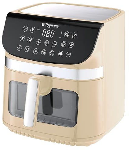 Tognana Iridea, Friggitrice ad aria 9L, doppia resistenza, display digitale, timer, 80-200°C, finestra, 2200W, Champagne