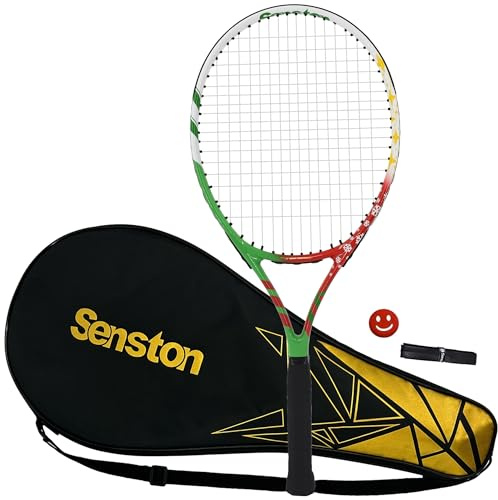 Senston Tennisschläger 19/23/25 One-Piece Design mit Tennistasche | One-Piece Design, Rillenschutz & Weniger Luftwiderstand, Großer Sweet Spot, Stoßfest, Mit Tasche Overgrip Dämpfer