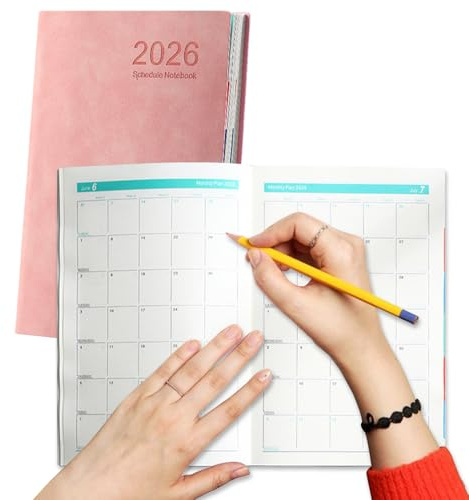 Kixolazr Arbeitsplaner Kalender Notizbuch | 2026 Tagesplaner Aufgabenplaner - A5 Hardcover Notizbuch Terminkalender für 12 Monate für Schüler Lehrer und Erwachsene