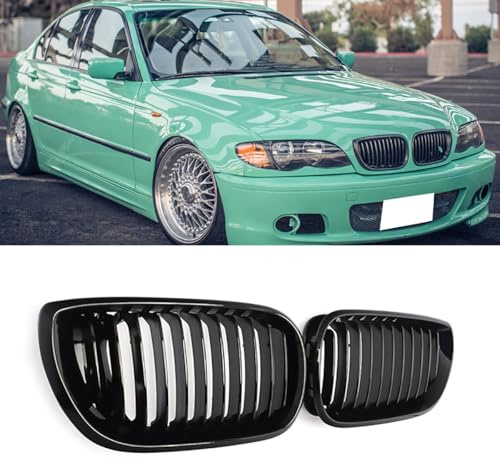 MAGICKIT Nieren Gitter Passend für BMW 3er E46 2002-2005 Glänzend Kühlergrill Vorne(2002-2005 4 Door Glanz Schwarz)
