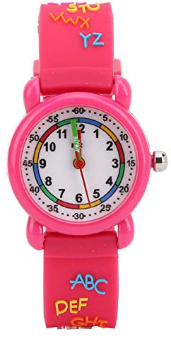 RiToEasysports Montre étanche pour cadran transparent et matériau Rose/bleu/rose rouge, Lettre en plastique rouge rose