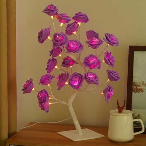AWSOLAR Romantisch Rosenbaum Lampe, Warme Rose blumen lampe