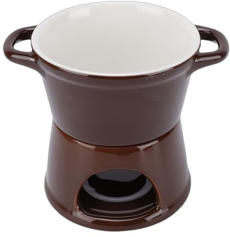 Ejoyous Schokoladen-Fondue-Becher, Keramik-Butterwärmertopf, Perfekt für Käse- und Schokoladen-Dip-Desserts, 300 Ml für Partys und Zusammenkünfte (BROWN)
