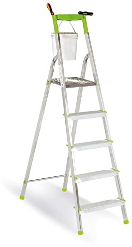 Casabriko 11035 Scala Domestica in Alluminio a 5 Gradini, Verde, 46L x 95P x 176H cm