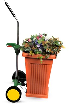 EJWOX Heavy Duty Plant Dolly Caddy - Pot Mover for Garden w/ 165 lb Capacity, Flat-Free Wheels & Suction Cups | Adjustable Handle, Floor Protection
