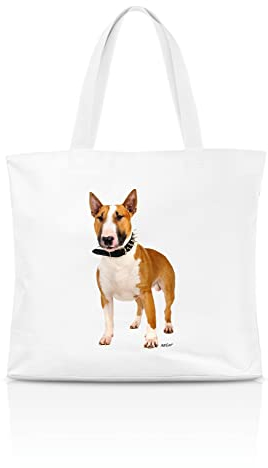 AdriLeo Einkaufstasche Bullterrier (braun/weißes Fell)