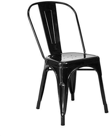 Vaukura Silla Oliix - Silla Industrial Metálica Brillo (Negro)
