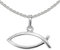 CLEVER SCHMUCK Set Silberner Anhänger Ichtys 7 x 18 mm waagerecht schlicht Jesus Fisch Symbol & Kette Erbs 42 cm STERLING SILBER 925 in Geschenkverpackung