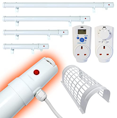 Elixir Gardens Low Energy Tube Heater TH03B 90cm + Guard | Garage, Greenhouse & Household Heating & Bathroom Condensation Protection