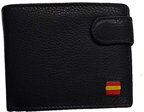 Cartera de Piel con Bandera de España AMEX Negro