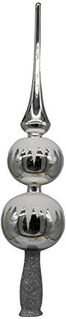 condecoro Christbaumspitze Reflex Silber Verzierung Glas Spitze mundgeblasen H32