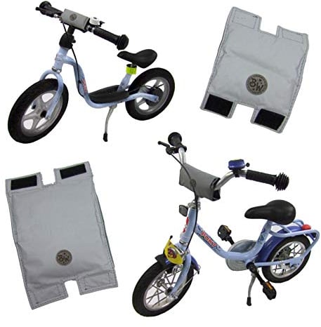 BAMBINIWELT Lenkerpolster, Lenkerschutz für Roller, Scooter, Fahrrad, Laufrad, Dreirad, komplett reflektierend, für Puky Modelle, eckig, Kinder (grau, klein)