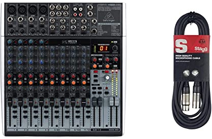 Behringer XENYX X1622USB Mixer Premium a 16 ingressi 2/2 bus con preamplificatori microfonici e compressori XENYX & Stagg Cavo microfonico di alta qualità da XLR a connettore XLR, 6 m, nero
