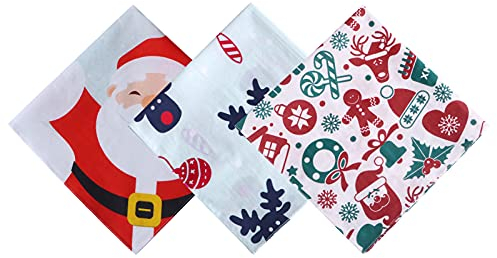 HOULIFE Taschentücher Weihnachten – Taschentuch für Damen, Handkerchiefs for Women, 100% 60S Gekämmte Baumwolle Weihnachtsmann Stofftaschentücher, 3/6 Stück, 40x40cm (3, Just Say Ho)