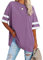 Famulily Women's Baseball Tshirts Comfy Loose Fitting Round Neck Half Sleeve T Shirt Purple XL