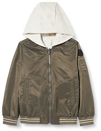 IKKS JUNIOR Jungen Bombers Réversible Beige À Capuche Xu41036.57 Wende-Bomberjacke, Dunkles kaki, 8 Jahre