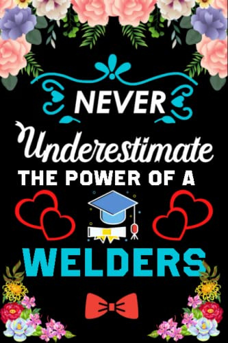 Never Underestimate The Power Of A Welders: Blank Lined Notebook Gift For Welders Women, Friend, Girlfriend Birthday Gift/ Halloween Day Gift For Welders