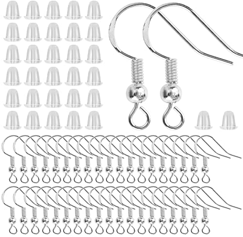 200 Stück Ohrringhaken Ohrringe Selber Mmachen Set aus Sterlingsilber Hypoallergen Ohrhaken DIY Ohrdraht Schmuckhaken Ohrringe Haken Sie Französische Drahtohrringhaken für die Schmuckherstellung