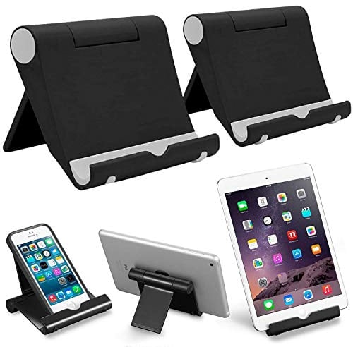 VOVIGGOL Soporte Móvil 2 Piezas, Soporte Teléfono Móvil Mesa, Soporte Dock para Teléfono Tableta para iPhone 13 12 11 Pro MAX, Samsung, Huawei, Xiaomi y Smartphone, Tabletas (2Negro)