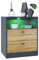 Vladon Kommode Pino V1, Made in Germany, Nachttisch mit 2 Schubladen & 1 offenem Fach, Anthrazit matt/Eiche Natur mit LED RGB (56 x 67,5 x 36 cm)