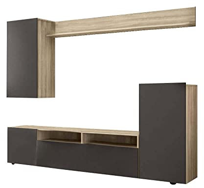 milani home - parete attrezzata porta tv soggiorno moderna di design 207x34x170 h