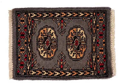 RUG PRINCE Pakistan Buchara Teppich 50x30 Handgeknüpft Quadratisch Grau Geometrisch Orient