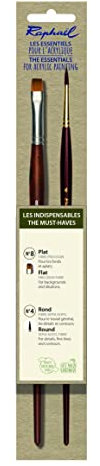 Ensemble de pinceaux Raphael - Grumbacher - Set de pinceaux acrylique et aquarelle - Nylon - Poils ronds et plats