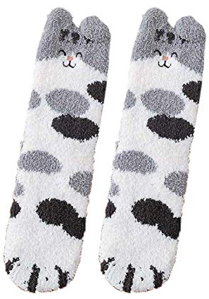 TDEOK Kuschelsocken Damen Flauschig - StrickSocken PlüschSocken Katze HausSocken Dicke KuschelSocken SchlafSocken Winter Warme Socken Flauschige Gestrickte Socken PlüschSocken BettSocken Hohe Socken