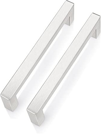 PinLin 15 Pack Kitchen Cabinet Door Handles Stainless Steel Bedroom Drawer Cupboard Pulls Hole Centre 128mm Width 12mm Brushed Steel Square T Bar Handle