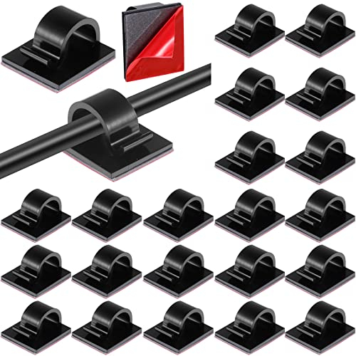 60 Stück Mini Kabelclips Selbstklebende Kabelklemmen Kabel Organizer Clips Außen Kabelhalter Kabel Management Lichterkette Befestigung für Zuhause Büro Auto Tisch (Schwarz, M)
