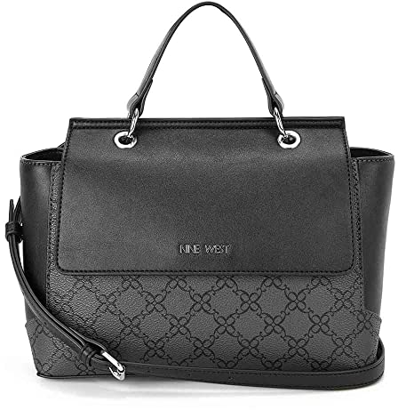 Nine West Hewes Schultertasche mit Tragegriff, Tiefschwarzes Logo, Einheitsgröße