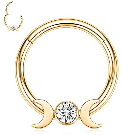 Gold Septum Ringe Daith Conch Smiley Orbital Piercing Schmuck 16G Septum Daith Schmuck Nasenringe 8mm Septum Clicker Nasenringe Creolen Mond Daith Knorpel Conch Ohrringe CZ Septum Piercing Hoop