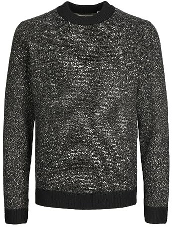 JACK & JONES Mens Space Crew Neck Knitted Jumper Sweater Top Black XXL