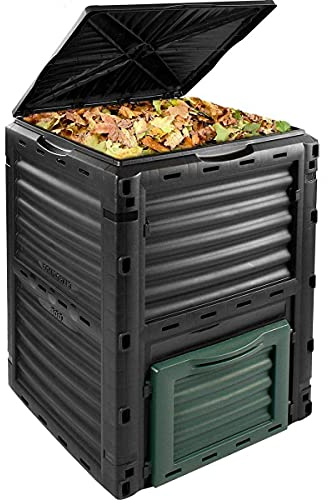 300 Litre Garden Compost Bin, Composter Waste Bin Eco Compost Converter Recycling Soil Outdoor Storage Waste Grass Composting Box