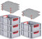 PROREGAL SuperSparSet 5x Eurobox NextGen Color mit Auflagedeckel & Schiebeschnappverschlüsse, HxBxT 17x30x40cm, 16L, Griffe rot offen, Glatter Boden, Eurobehälter Transportbox Transportbehälter