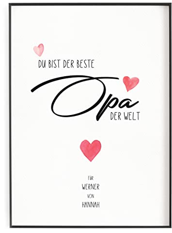 Bester Opa der Welt personalisiertes Poster Geschenk für Opa Großvater Geburtstag Weihnachtsgeschenk Geburtstagsgeschenk Geschenkidee Vatertag Danke Opa personalisierbar Kunstdruck Bild - ungerahmt