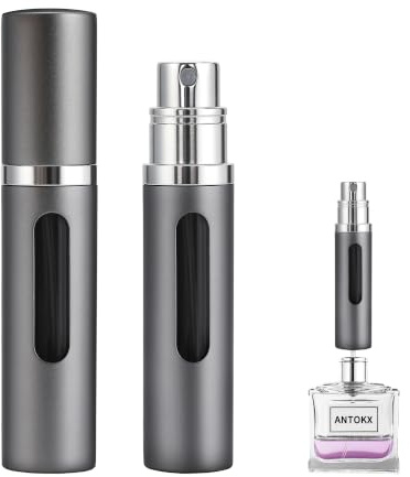ANTOKX Reiseparfüm Nachfüllbare Flasche Zerstäuber - 5ML Pocket Parfüm Zerstäuber, Auslaufsichere kleine Parfüm Sprühflasche Tragbarer (Grau)