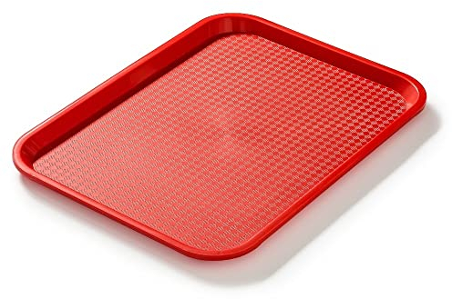 Forgast Bandeja Rectangular para Servir | Tamaño 40x30 cm | Fast-Food | Polipropileno | Bandeja Decorativa | Bandeja de Camarero | Color Rojo | Apta para lavavajillas camareros