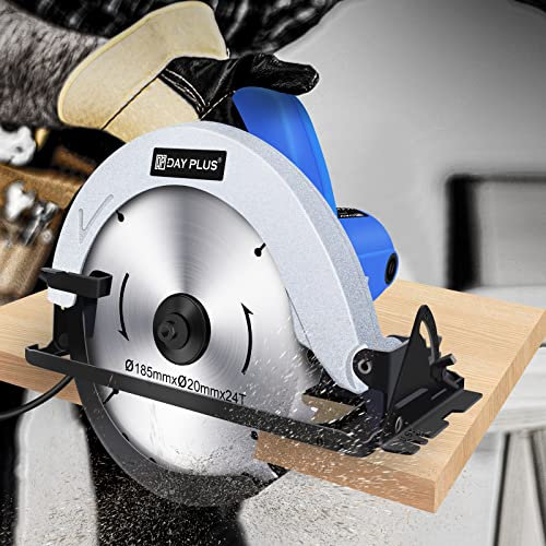 Circular Saw, 900W Pure Copper Motor Electric Circular Saw 5000RPM, Laser Guide, Max Cutting Depth 55mm, Saw Blades 180mm, Aluminum Alloy Cover, Ideal for Wood, Plastic, Soft Metal