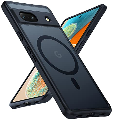 TOCOL 3 in 1 für Google Pixel 7A Hülle Magnetisch, [Verbesserter Vollständiger Kameraschutz] [Schutz in Militärqualität] Stoßfest Handyhülle für Pixel 7A 6.1 Zoll, Schwarz
