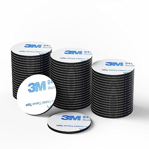 HUSAIHU 60 Pcs Double Sided Sticky Pads, Adhesive Foam Mounting Pads for Walls, Floor, Door, Plastics, Glasses and Metals (Black, 30 mm, Round)